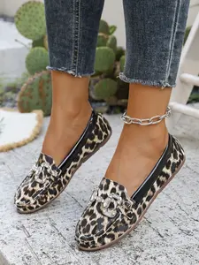Women's Leopard & Zebra Print Loafers, Sweet Slip-On Bow Mary Jane Flats, Perfect for Dating Parties Weddings Beach