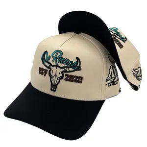De Rancho Desert  Skull a-frame hat (Cream/Black)