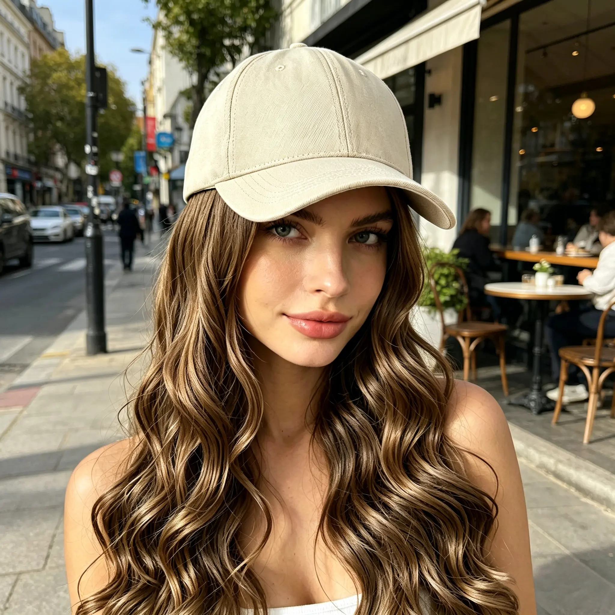 Loose Water Wave Baseball Cap Wig, Natural Looking Ombre Blonde Synthetic Hair, Glueless Wear & Beginner Friendly Wig for Summer, Wavy Wig
