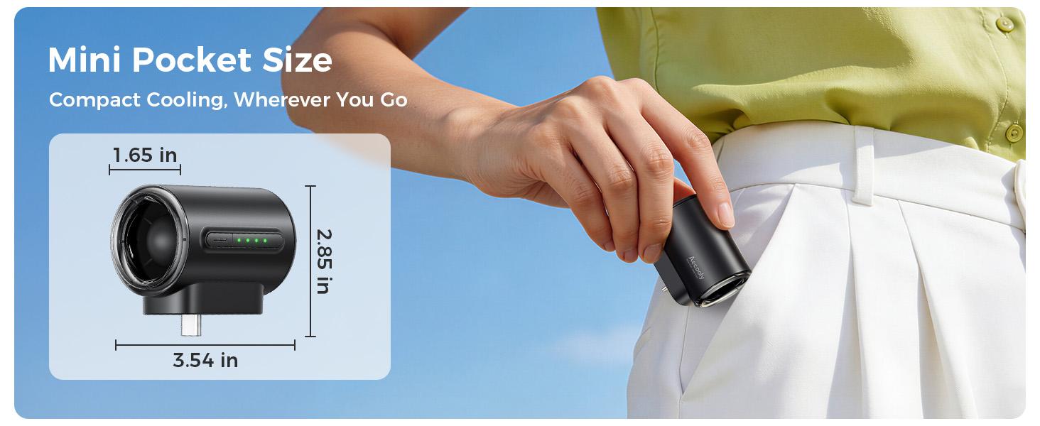 Aecooly Air Mate - Ultra-Powerful Type-C Plug-in Fan, 17,000 RPM High Speed, Compatible with iPhone, iPad, Power Bank & Tablets. Mini Portable Fan with 3 Wind Speeds, Compact & Lightweight Design – Perfect for Summer, Travel & Gifting SummerVibes