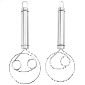 Danish Dough Whisk, 2 Pack high-grade Stainless Steel Dutch Whisk, Large Hand Mixer Artisan Blender for Bread Pastry Pizza