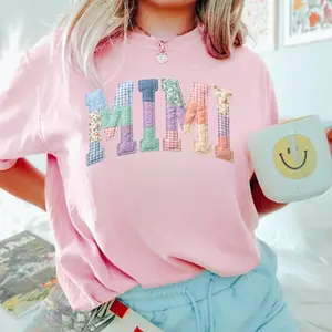 Patchwork Floral Mimi Gildan T-Shirt, Youth & Adult Grandma Tee, Vintage Quilt Mama Shirt, Varsity Mom Graphic Tee, Cute Floral Family Matching Shirt..