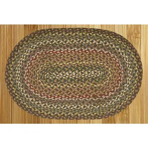 212 MAIN Capitol Earth Fir-Ivory Jute Fiber Braided Rug (02-051) - Oval Shape, Fireproof, Hearth Safe, Indoor Use, Natural Weave Design