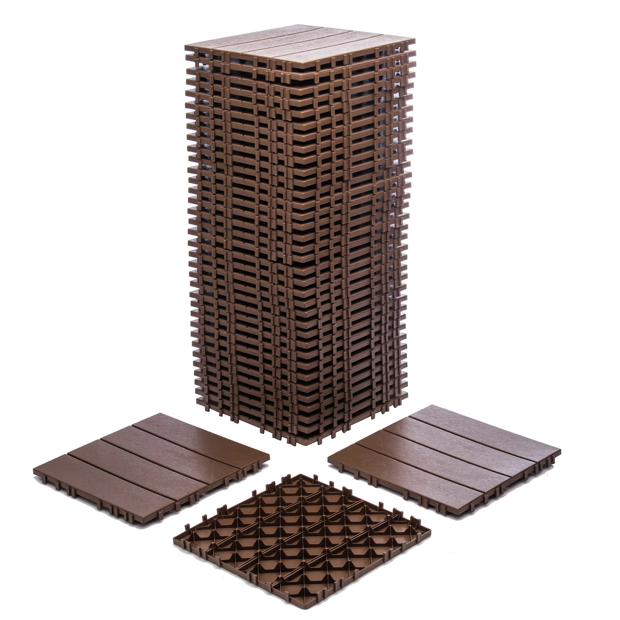 68-Pack Patio Deck Tiles (61.6 Sq Ft), 11.42" Interlocking Plastic Composite Planks, Waterproof All-Weather Flooring for Outdoor & Indoor Use