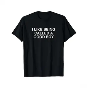 American-style high street Men's Funny "I Like Being Called a Good Boy" Graphic T-Shirt - Black Cotton Short-Sleeve Tee, Comfortable & Versatile Summer Casual Wear Menswear Top