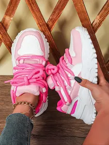 Women's Casual Patchwork Low-Top Sneakers, Comfortable Lightweight Breathable Lace-Up Shoes, Perfect for All Seasons & Daily Wear