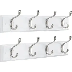 Coat rack wall mount 2 pack coat hooks wall hooks coat hangers for wall hat racks hooks for hanging coats wall mounted white
