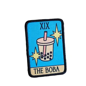 The Boba Tea tarot card meme funny cute  2"x3" morale patch with hook and loop backing