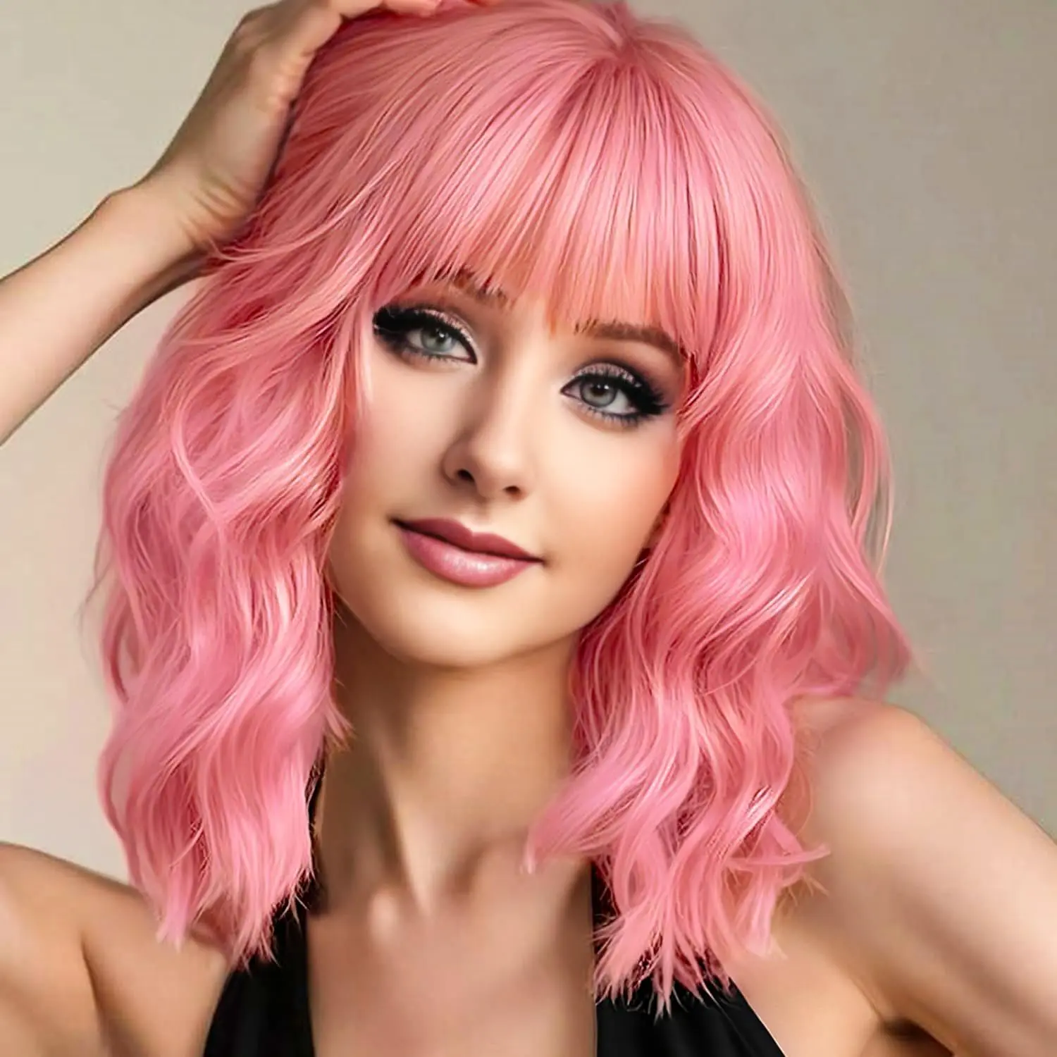 Pink Braided Long Wavy Wig - Costume Wear for Daily, Party Use