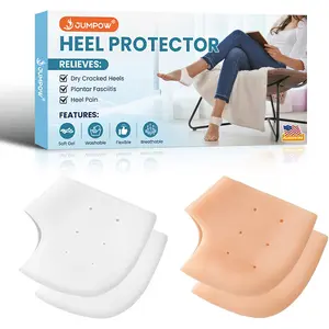JUMPOW Gel Heel Cups, Breathable Heel Protectors for Cracked Heels, Heels Pain Relief for Women & Men - Heel Pads Cushions for Achilles Tendonitis Dry Cracked Heel Support Cushion