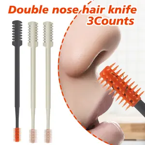 3 Counts 360 Rotating Nose Trimmer for Women & Men, 2-in-1 Nasal Cutter, New Double Sided Nose Knife, Portable Nostril Hair Remover Tool