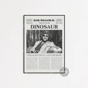 Sale off up to 50%] [No frame, Free Ship] Williams Jr. Retro Newspaper Print, Dinosaur Poster, Lyrics Print, Habits Old and New Poster