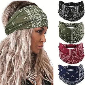 Bohemian Style Headband with Cashew Pattern (4 Colors), Hip-Hop Style Headband, Dance Sports Sweat-Absorbing Elastic Headband, Unisex Headband for Men and Women, Daily Decorative Headband outdoor sport work custom gemstone autumn new arrival wood chip add