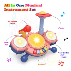 Contixo Musical Drum Set for Toddlers | 5 Modes | Lights & Sounds | Early Learning Toy | Safe & Durable