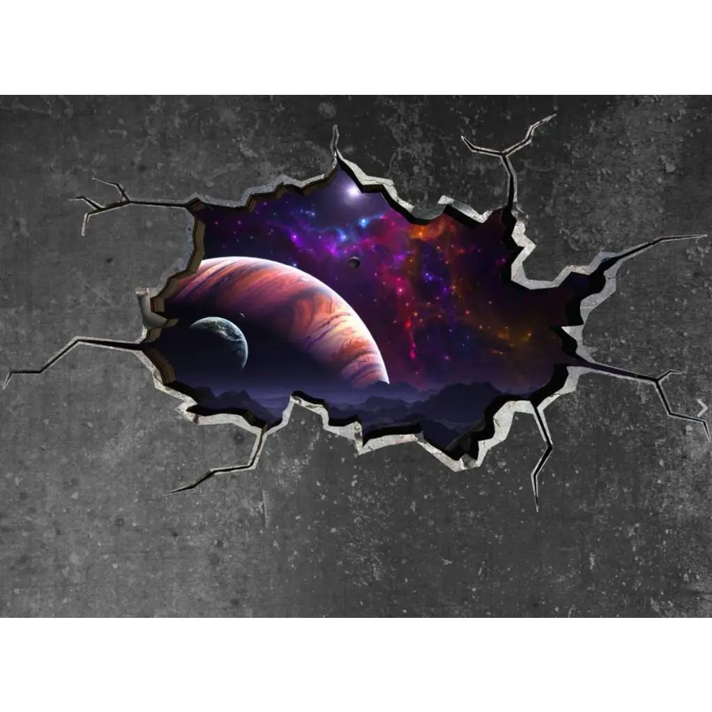 JUPITER WALL DECAL, Galaxy Room Décor, Space Wall Mural, Cracked Wall Decal, Planet Wall Decal, 3d Wall Stickers