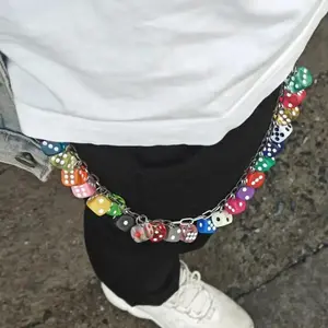 2026 Lucky Colorful Fabric Dice Pants Chain - Unisex Single Waist Luxury Fashion Hip-Hop Keychain, Easy & Versatile, Accessories for Women, Spring Glow Up Item outdoorfun Novelty & Gag Toys