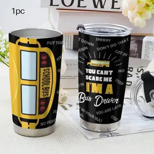 1pc 20oz Stainless Steel Insulated Mug for School Bus Drivers: Playful/Hardcore Contrast Design, Sealing Lid with Dustproof Drinking Spout, Compatible with Straw, Suitable for Outdoor Activities and Hiking, Personalized Gift.