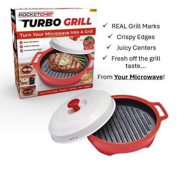 Rocket Chef Turbo Microwave Grill, Kitchen Cookware Accessory to Convert Your Microwave Into a Grill (Must Pre-heat Grill)