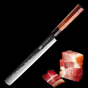 FINDKING Dynasty Series Brisket Slicing Knife, Sharp Carving Knife for Meat, BBQ Must-Have Knife, 9Cr18MoV High Carbon Steel Blade, African Rosewood Octagonal Handle, 12 Inche ham knife