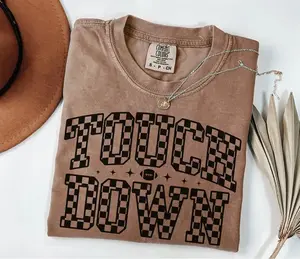 Comfort Colors  Checkered Touch Down Shirt, Shirt for Football Lover, Game Day Outfits