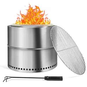 Segmart Stainless Steel Smokeless Fire Pit, Portable Outdoor Firepit with Removable Ash Pan, Wood Burning Fireplace for Camping & Backyard