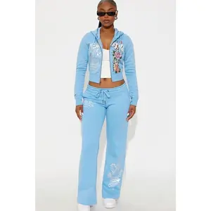 Ed Hardy Skull Haven Wide Leg Pant - Light Blue Z