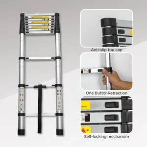 Elescoping Ladder 10.5FT Aluminum Alloy Multi-Purpose Folding Portable Stairmaster for Indoor/Outdoor Work, Heavy Duty 300 lbs Load, Telescoping Ladder, Aluminum Extension Ladder