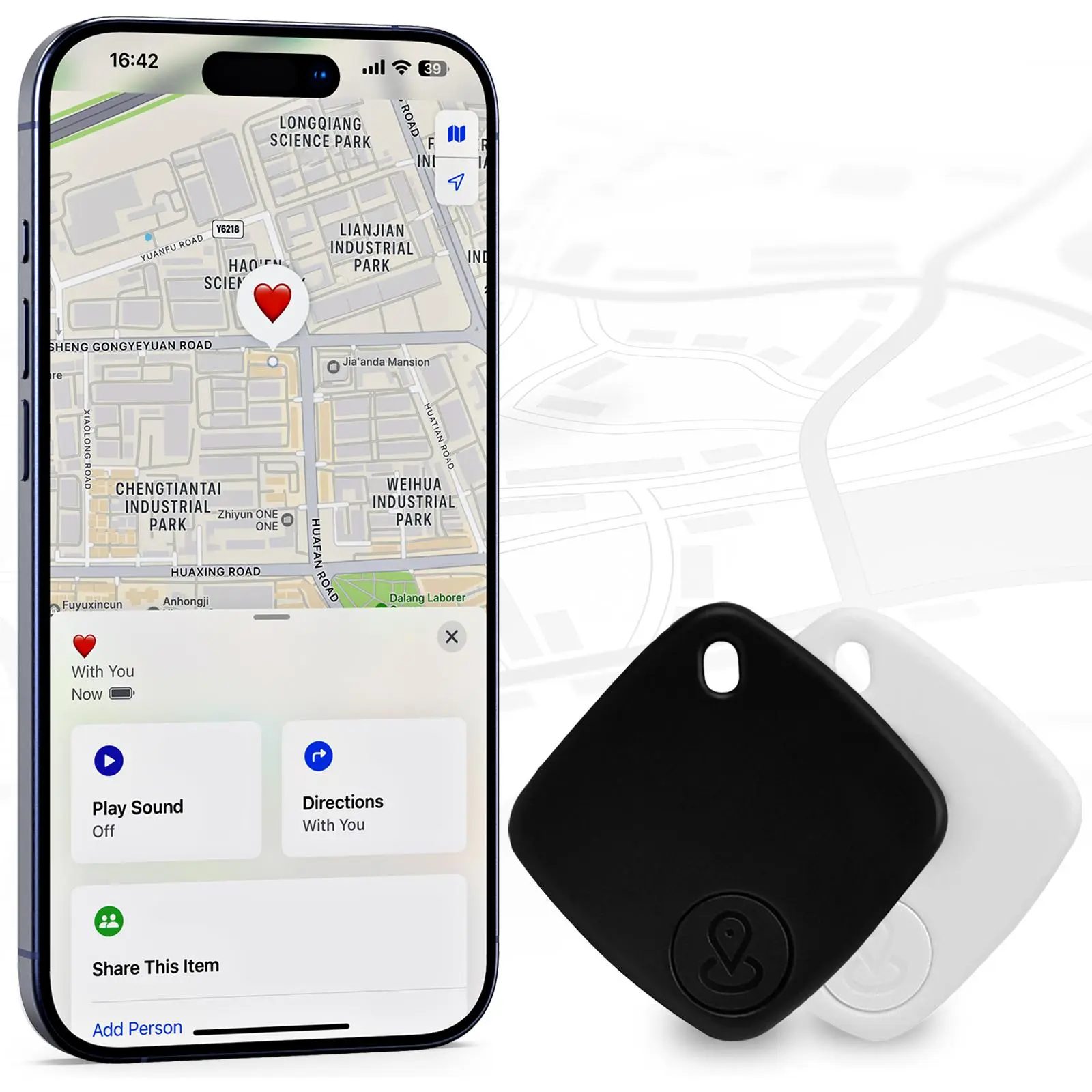 Smart GPS Tracker, 1 Count Rechargeable Mini Locator Compatible with iOS Find My APP, Anti-loss Alert Device, Anti-loss Locator for Car Keys, Pet, Elderly, Smart Tracking Tag, Keys finder, Wireless Positioning Tracker