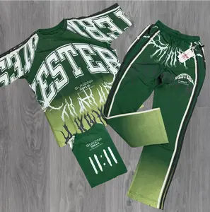 Gunzini - Stacked Pants-T-shirt Set - Green 728 729