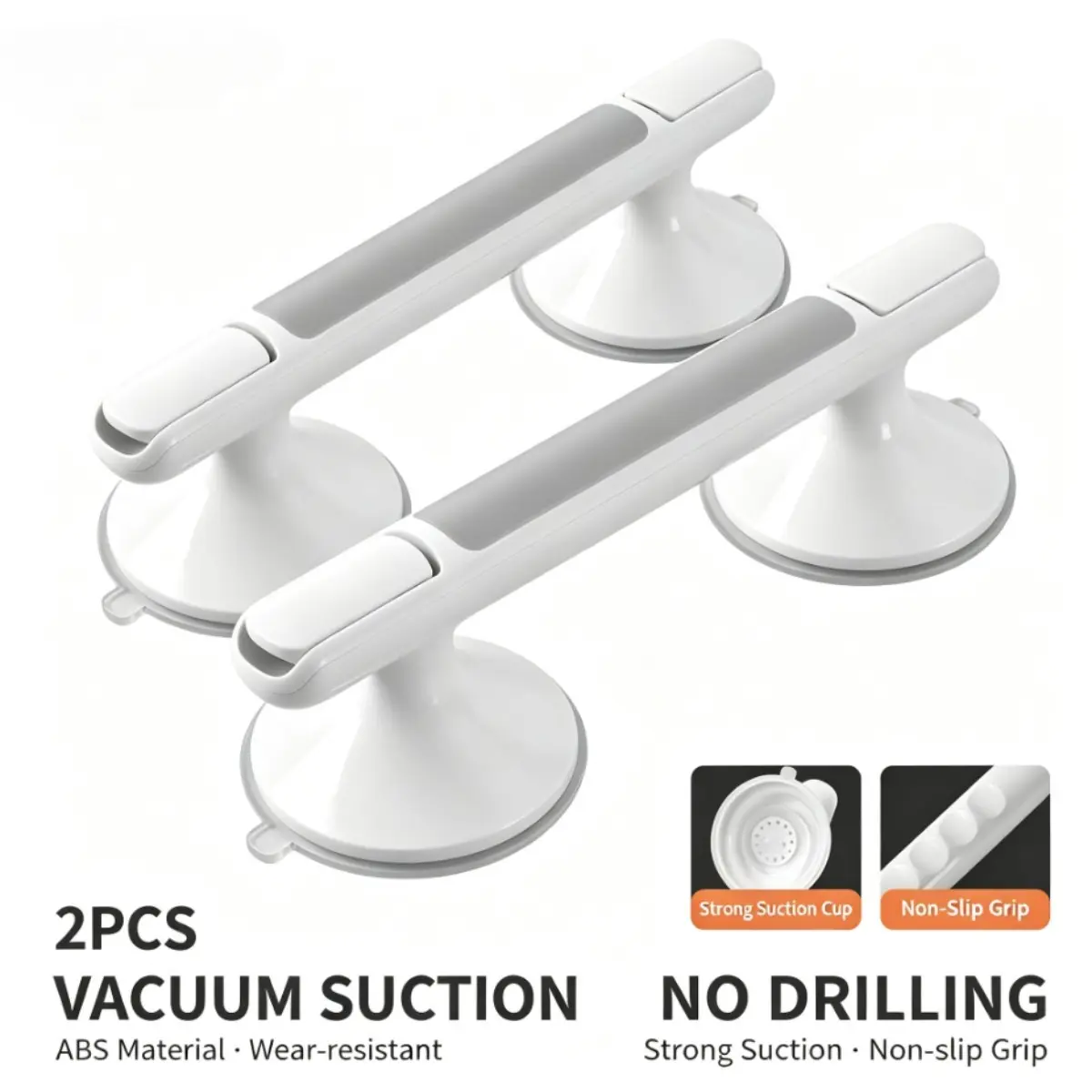 Suction Cup Grab Bar 12 Inch 1 or 2 Pack Non Slip Easy Install Removable Heavy Duty Shower Handle