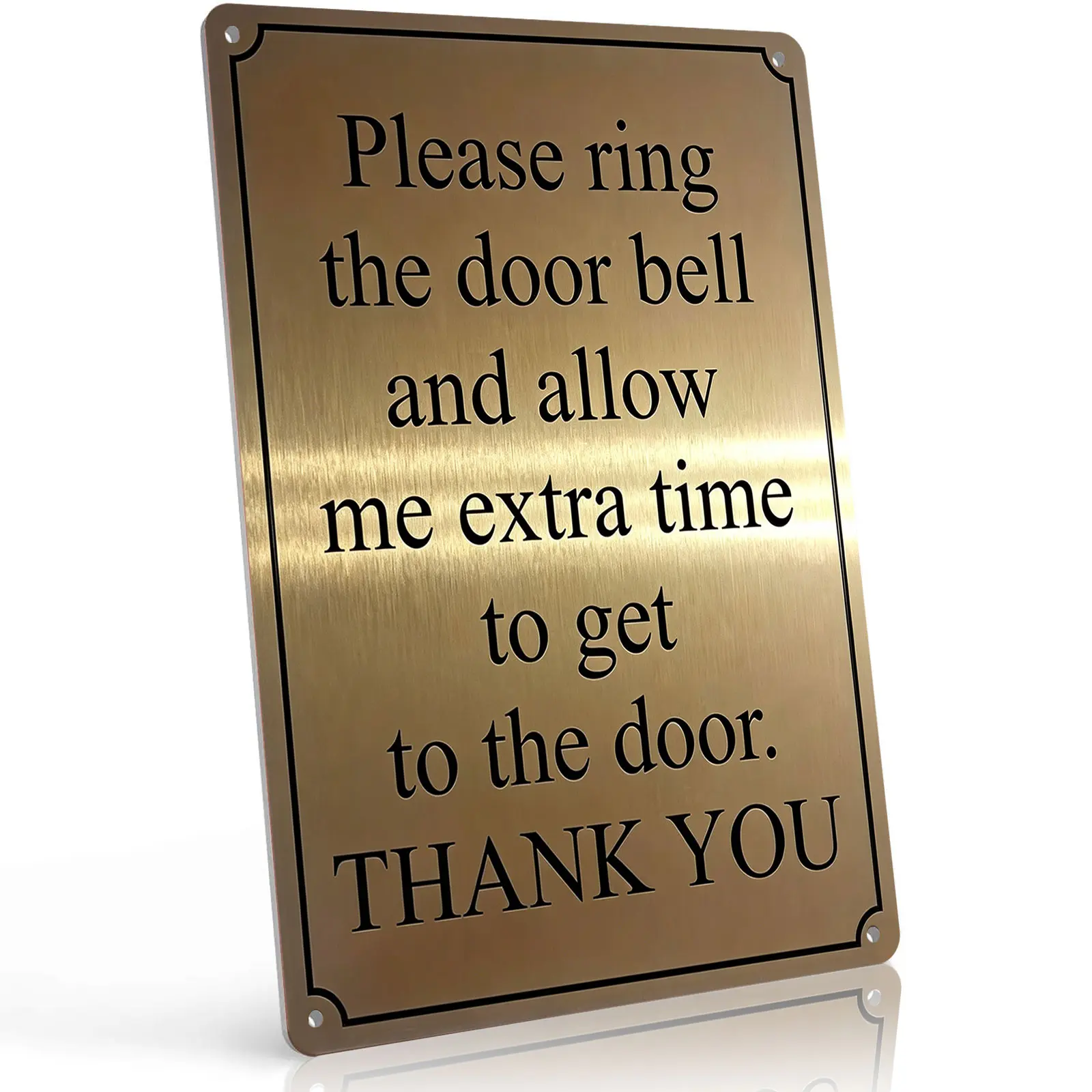 8x12 in Metal Aluminium Hanging Sign - "Please Ring The Doorbell For Extra Time" - Retro Brass Style Tin Poster - Durable, Weatherproof Home Decor Plaque - Polite Front Door Sign for Homeowners