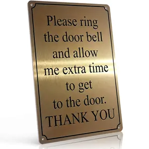 "Please Ring The Doorbell For Extra Time" 8x12 Inch Aluminum Metal Sign - Polite Front Door Wall Decor for Home, Porch, and Entryway - Retro Brass Style Tin Poster with Elegant Text - Durable, Weatherproof, and Easy to Hang - Ideal for Homeowners