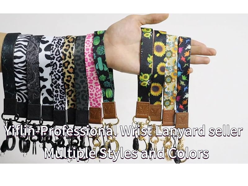 Yiflin Cute Wrist Lanyard for Keys, Keychain, Wallet, Id Holder, Cell Phone, Wristlet Lanyard Key Chain Holder(Black Leopard)