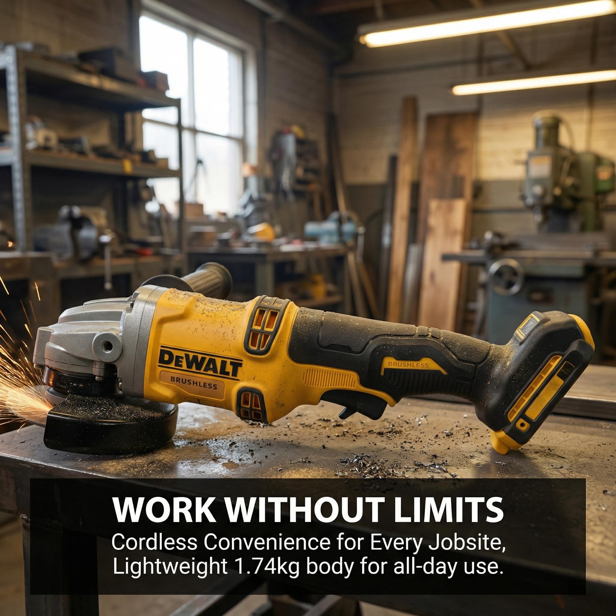 DEWALT DCG405-125 20V Angle Grinder, 800W Power, 125mm Disc Diameter, Ideal for DIY and Construction tool kit set