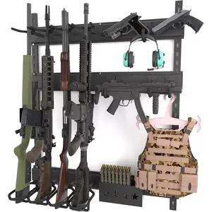 DIY Gun Rack Wall Mount, Heavy Duty Steel Indoor Gun Rack Stand for Rifle/Tactical Equipment/Pistol Storage Organiser Set