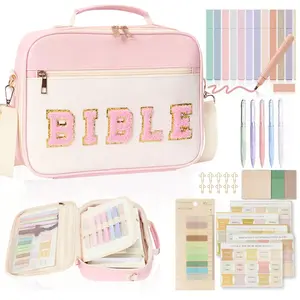 Bible Cover for Women Bible Case, Large Bible Bag w/Shoulder Strap, Bible Study Supplies Bible Carrying Case Carrying Case with Bible Highlighters,Quilted Bible Carrying Case for Girls Bible Study Supplies Accessories,Mothers Day Christian Gifts for Women