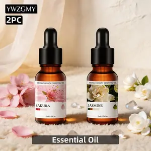 2pc Aromatherapy Essential Oils, Flower Fruit Scent, 10ML Per Bottle, for Candle Making, Diffusers, Humidifiers, Home & Car Air Freshener