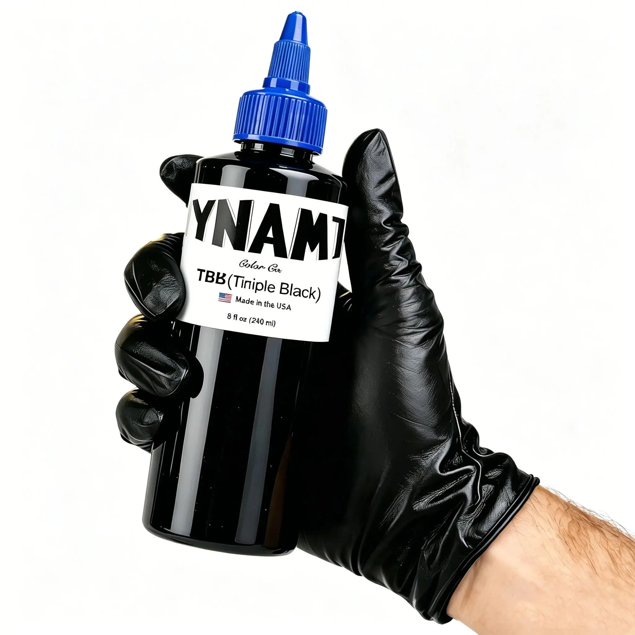 8oz Black Cosmetics Tattoo Ink (Blue Bottle Cap) - Insane Saturation, Jet-Black Heal, Toxin-Free, U.S. Standards Compliant, Ideal for Heavy Blackwork, Large Fills