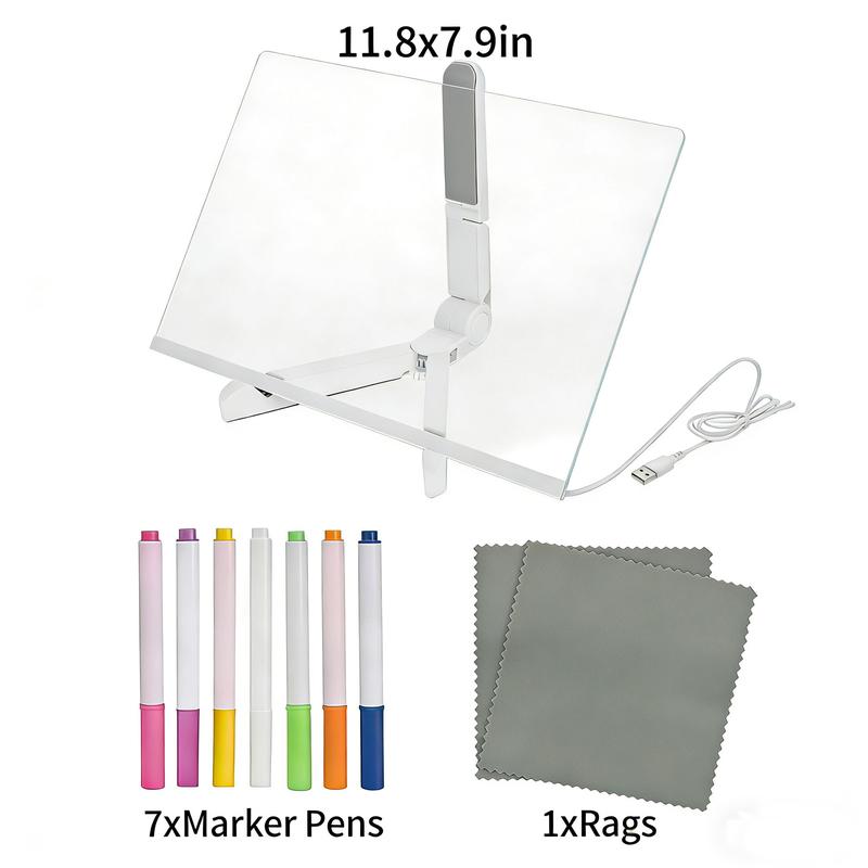 Lumiboard   LED Noteboard 13.8"x10" Acrylic Dry-Erase Board with Stand for Children's Educational Activities