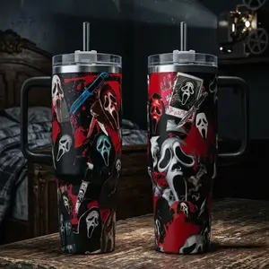Scream Ghostface Horror Tumbler 40oz 20oz Bloody Scary Movie Cup 40 oz Tumbler With Handle, Tumbler 20oz No Handle, Gifts For Horror Fans