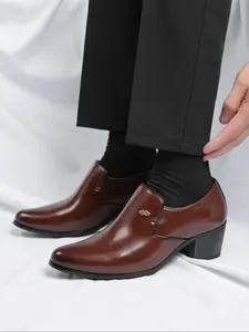 Men's Pure Color High Heel Cuban Shoes, Wedding Banquet Party Footwear, Stylish Men's Dress Shoes, Formal Shoes, Comfortable and Elegant Design