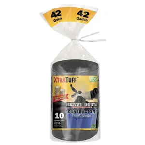 XtraTuff 42 Gallon Contractor Bag Roll 10 Trash Bag/Box Utility Bags