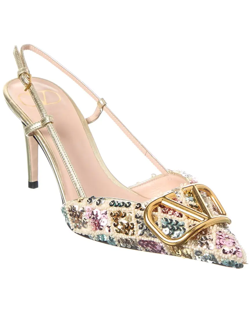 Valentino VLogo Signature 80 Leather Slingback Pump
