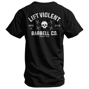 180g[100%cotton]Lift Violent Barbell Co. Men’s Athletic Graphic T-Shirt |   Gym Workout Training Tee |   60/40 Cotton Blend