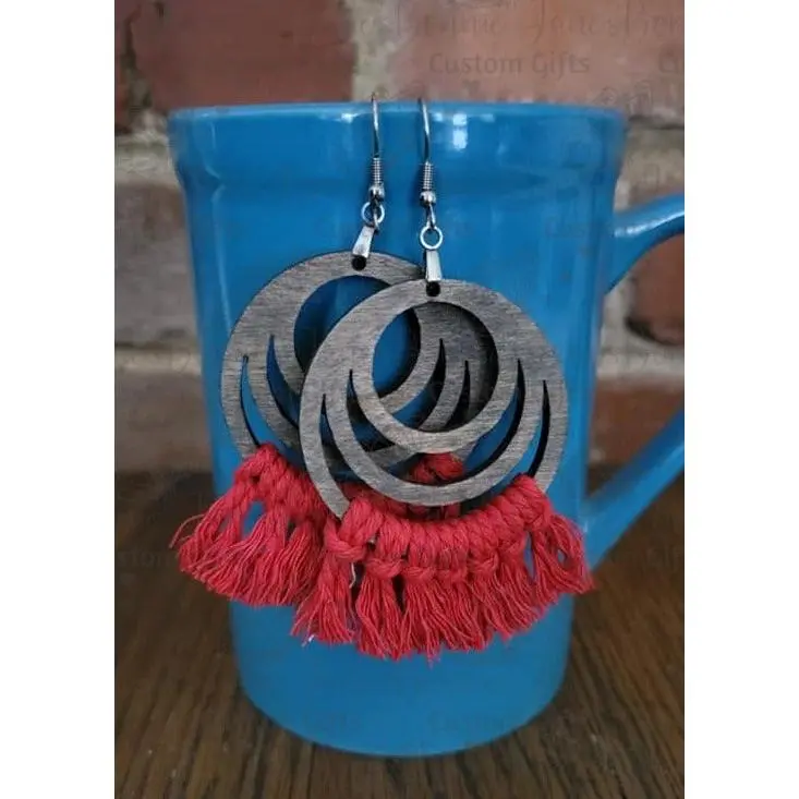 Macrame wood earrings
