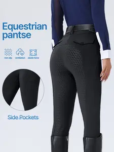 Women's Silicone Equestrian Pants, Elastic Waist, Anti-Slip, Durable, Breathable, Quick-Dry, Four-Seasons, No Belt Included