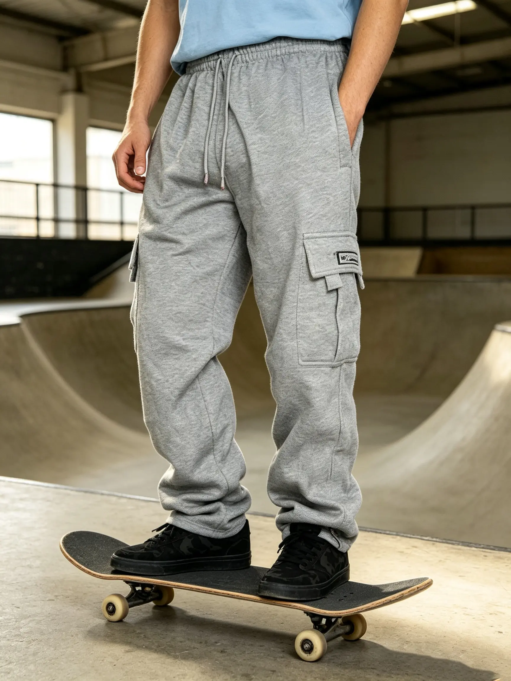 New Men's Autumn Winter Menswear Outdoor Loose Multi-Pocket Baggy Fleece Sweatpants - Tactical Joggers for Exercise, Climbing