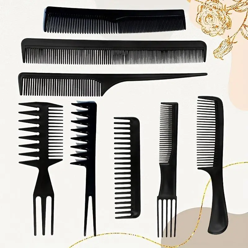 1set Hair Styling Comb Men's Styling Hair Comb Wide Tooth Comb Flat Comb Rat Tail Comb Double-sided Comb Fork Comb Dense Tooth Comb Hair Styling Tools