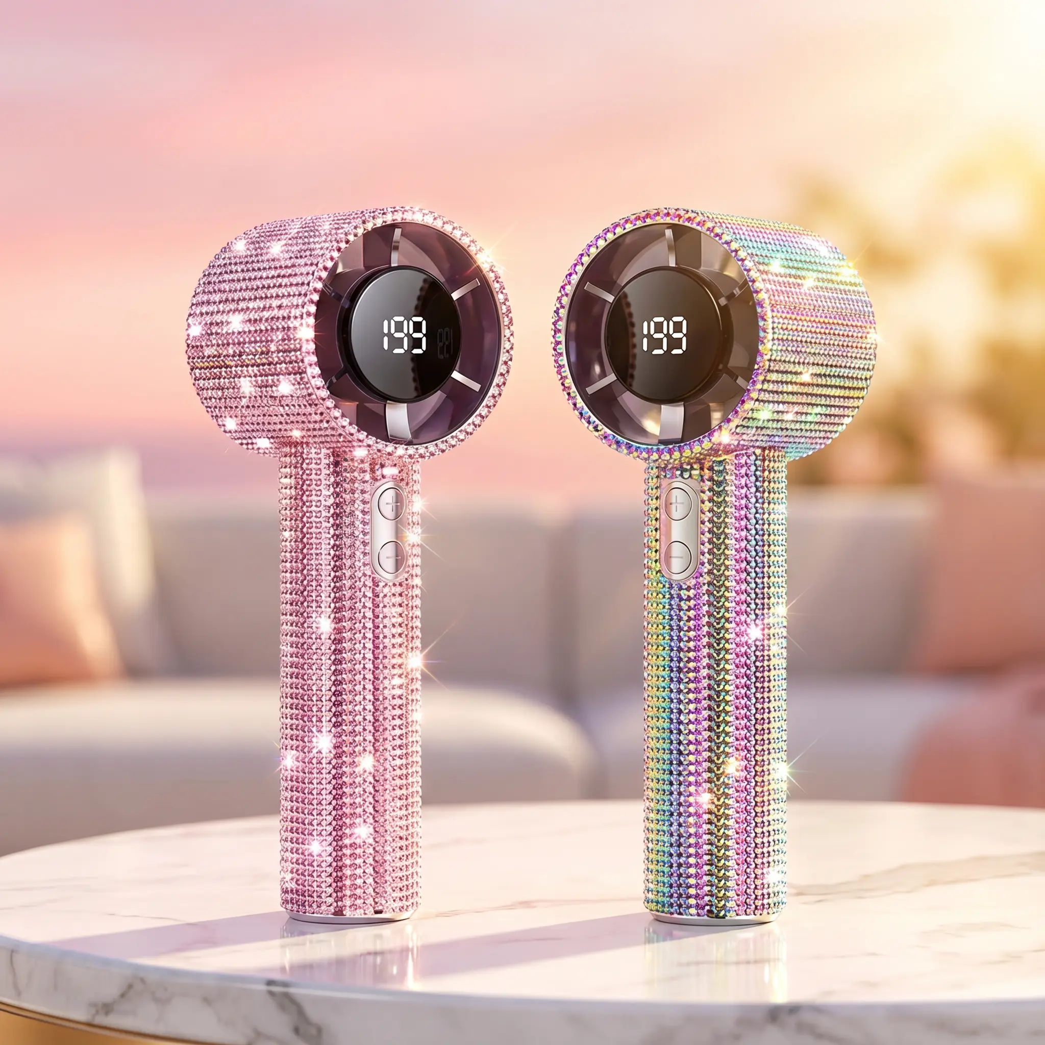 Shimmering Fan-A Portable Handheld  Fan 3 Gear Wind Rechargeable Long Battery Life Hand Fan With Digital Display For Outdoor Activities Travel Office