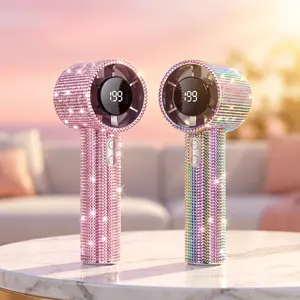Shimmering Fan-A Portable Handheld  Fan 3 Gear Wind Rechargeable Long Battery Life Hand Fan With Digital Display For Outdoor Activities Travel Office
